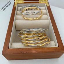 European Style 18K Gold Plated Copper CZ Inlaid Wave Cross Bangle Bracelet, Casual & Commuting, Light Luxury