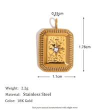 1pc Fashionable Geometric Jewelry Accessory, 18K Gold Plated Stainless Steel Water Drop Rose Cube Pendant, For Women