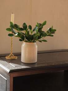 5pcs Artificial Banyan Tree Leaves, Suitable For Spring/Summer Home, Bedroom, Dining Room, Office Decor, Flower Vase DIY - Green - View 1