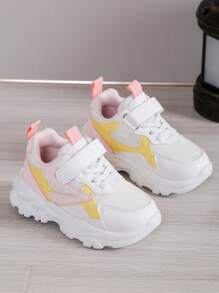 女童休闲运动鞋，软橡胶防滑鞋底，幼儿步行鞋，春秋季 - 粉色 - 查看 3