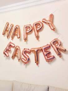 1 个复活节铝箔气球，复活节快乐金属气球，派对装饰，室内/室外，朋友聚会，玫瑰金 - 彩色 - 查看 1