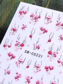 3D 粉白花朵指甲贴纸 2 件浪漫渐变蕾丝玫瑰花瓣设计 DIY 春夏自粘凝胶抛光贴花滑块美甲装饰