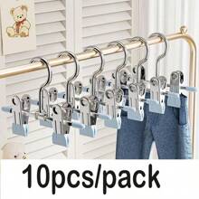 10PCS Pants Hangers With Clips For Baby Closet Organizer Space Saving For Baby Socks ,Hats,Baby Bibs Adjustable Non-Slip Trouser Hangers - Multicolor - View 11