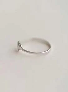 1 pieza Anillo con forma de corazón de plata de ley 925 minimalista y hermoso, adecuado como regalo de aniversario/Día de San Valentín para mujer/dama - Ver 4