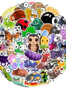 50pcs Cute Cartoon Insect Themed Stickers, Suitable For Decorating Laptop, Notebook, Motorcycle Helmet, Car, Gift Box, Envelope, Guitar, Luggage, DIY Handcraft, Planner, Back To School