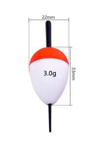 3 件装红色和白色 EVA 泡沫硬浮力长距离钓鱼浮标，腹部较大，浮力大