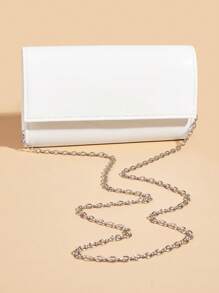 优雅、精致、低调奢华，时尚奢华纯色漆皮手拿包，方便携带，时尚PU材质，适合女性，可用于婚礼、派对、舞会、盛会和其他场合。 - 白色 - 查看 4