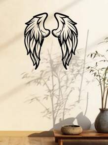 CIFbuy 2 件大金属天使翅膀壁雕 - 适合室内和室外装饰，完美装饰您的家、卧室和客厅，营造华丽的氛围。 - 黑色 - 查看 4