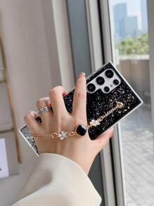 1pc Epoxy Starry Sky Rhinestone Bracelet Phone Case Compatible With Galaxy S22 Ultra S23 Ultra S24 Ultra 5G, Compatible With IPhone 11 12 13 14 15 Pro Max 16 Plus