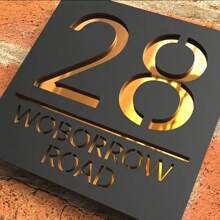 1 件，3D 亚克力门牌号，定制亚克力门牌，姓名，门牌号，镜面亚克力牌匾，三维家居装饰门牌礼物生日毕业，多功能，防霉，装饰性，可重复使用，舒适，时尚，新潮，可爱，整洁，色彩鲜艳，定制，个性化，独特，适合他的理想礼物，适合她、女朋友、爸爸、男朋友、家人、妈妈、朋友、儿子、女儿、家庭 - 彩色 - 查看 3