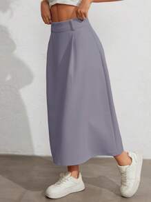 Women's High Waist Skirt, A-Line Skirt - Xám - Xem 6