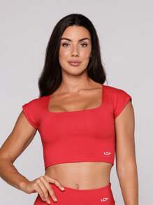 Women's Fitness Top Polyamide Open Back Square Neckline Essential Lot Fitness - 紅色 - 查看 3
