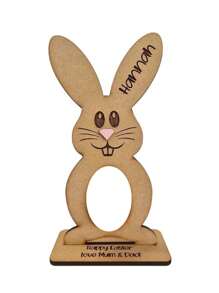1pc Customized Rabbit Decor, Rabbit Chocolate Egg Stand Wooden Tabletop Ornament Craft Item, Suitable For Birthday, Easter, Couple Gifts