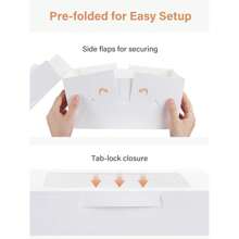 5 bucăți cutii albe pentru tort 10x10x5 inci, cutii de panificație cu fereastră transparentă pentru tort, plăcintă, desert, prăjitură, ziua de naștere, petrecere, nuntă - alb - Vizualizare 5