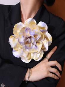 1pc Minimalist Colorful Tie Dye Fabric Flower Brooch, Random Color Dramatic Elegant Big Floral Decor Pin Dress Accessories Pin For Clothes Bag Charm