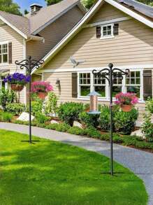 Outdoor Shepherd Hook, 63/73/110inch Metal Hook, Garden Decorative Bird Feeder Hanging Shepherd Hook, Suitable For Garden Hanging Flower Baskets, Bird Nests, Bird Feeder Hanging, Hanging Plant Flower Support, Spring Outdoor Decorations, Seasonal Decorations