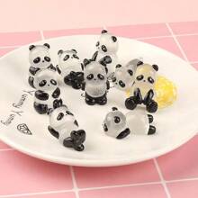 3 stuks willekeurige Glow-In-The-Dark Panda Hars Craft Decor, DIY Haaraccessoires, Crèmekleurige Polymeer Klei Decoratiematerialen