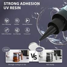 1 Botella de Resina UV 25g/50g/100g/200g/500g - Resina epoxi UV curada mejorada, transparente y dura, adecuada para manualidades de joyería, decoración artística, aretes, collares - Curado rápido, bajo olor, transparente, activada por luz solar/diurna, resina delgada - transparente - Ver 6