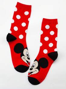 Disney Set de 1 o 2 pares de calcetines medianos de pareja con estampado de Mickey Mouse y Stitch de Disney, calcetines medianos suaves y cómodos, casuales y de moda, adecuados para uso diario y para regalar a amigos