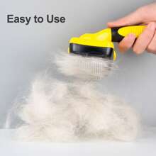 1 件 ABS 和不锈钢材质，带蓝色保护球头，自清洁光滑梳子，适合猫狗家庭使用 - 黃色 - 查看 5