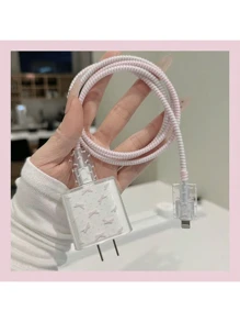 5 件粉色蝴蝶结/花朵/蝴蝶 Apple 18/20W 数据线保护壳，兼容 16/16 Pro Max/15/14/13/11 充电器头保护套，充电线防断软壳充电器保护套