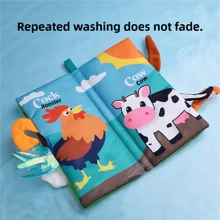 1 pieza Libro de cola de tela para el desarrollo de la inteligencia del bebé, libro de tela indestructible para bebés con papel arrugable, juguetes educativos para bebés y niños pequeños, adecuado para niños y niñas, regalo ideal para diversas festividades