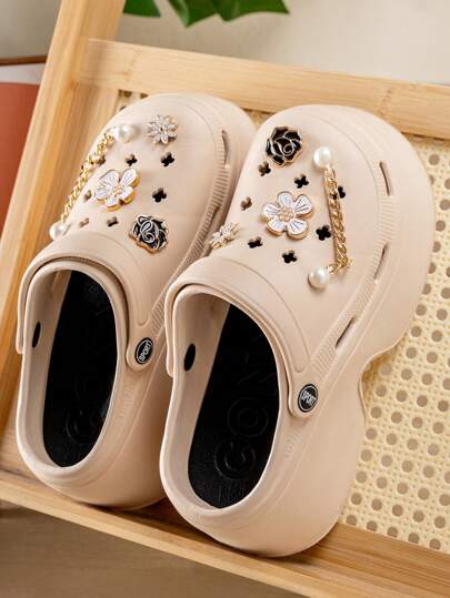 女士镂空鞋，DIY亮片装饰，朋克风厚底镂空设计，舒适花园鞋