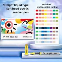 120/80/60/48/36/24/12 Pcs/Set Acrylic Marker Pens, Soft Tip Liquid Marker Pens For Students, Non-Transparent Overlapping Watercolor Pens, High-Quality Art Supplies For DIY, Marking, Lettering, Coloring