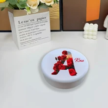 1 pieza Caja de almacenamiento de joyería personalizada con motivo floral y piedra natal, con nombre personalizado, caja redonda blanca que almacena anillos, collares, pendientes, regalo reflexivo para familia, amigos, pareja, mejor opción para el Día de San Valentín, boda, regreso a clases, lo personalizado lo hace único