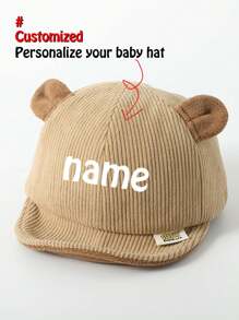 1 件个性化定制黑色婴儿帽 - 适合春季、秋季和冬季的可爱软帽檐帽 - 带百搭遮阳帽的婴儿棒球帽，适合男孩和女孩 - 适合 0-8 个月的婴儿，头围 44-48 厘米