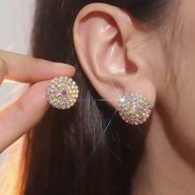 Pendientes de novia con rhinestones - Lujosos pendientes de diamantes brillantes para mujeres, diseño minimalista único con elegancia sofisticada