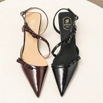 Elegante spitze rote High Heels, Stiletto Knöchelriemen Schleifen High Heels, einfarbige modische bequeme Schnallen High Heels, geeignet für Hochzeiten, Partys und Arbeit - High Heels für alle Jahreszeiten, rutschfeste Sohle