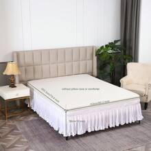 1pc Ruffle Hem Dual Elastic Waistband Bed Skirt, Soft Bed Cover, White + White Ruffle Edge Elastic Bed Skirt, Fits Bedroom, Guest Room, Dorm, Hotel Bedding Decoration