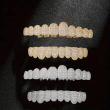 THATBOY 2pcs/Set Teeth Set Men Women Hip Hop Teeth Grills Iced Out Punk Men Women Teeth Decoration