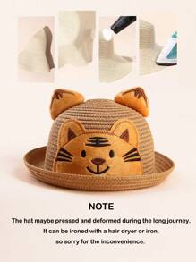 1 件男女通用婴儿/幼儿/儿童卡通老虎图案草编太阳帽，夏季防晒多功能 - 1PC - 查看 3