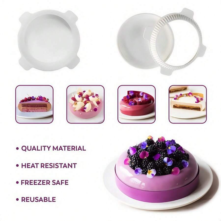 1pc Round Mousse Cake Mold, DIY Baking Mold, Silicone Fondant Mold, Glaze Mousse Cake Mold