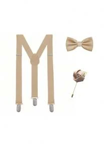 1 套男士领结、吊带、胸针组合，适合宴会和派对，适合外出装扮婚礼派对，也适合秋冬配饰万圣节服装，适合青少年、青年、男士、休闲、户外、运动、度假、毕业礼物、生日、日常穿着