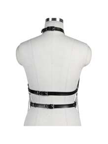 Adjustable Punk Style Leather Body Chain, Waist Belt, Belly Chain, Suitable For Women And Girls, Party Accessories - A - View 3