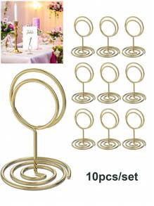 Set de 10 piezas de soportes de tarjetas de escritorio, soportes de visualización, soportes de tarjetas y fotos para la configuración de la mesa, soportes de números de escritorio, soportes de notas de alambre, soportes de números de mesa, soportes de tarjetas de visita, para bodas, aniversarios, fiestas de cumpleaños, centros de mesa, soportes de tarjetas de mesa para fiestas de cumpleaños