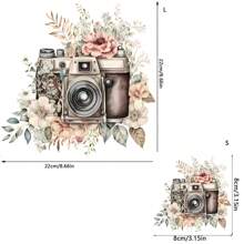1/2/3 Stücke ästhetische Reisekamera für Blumen, waschbare Bügelbilder zum Aufbügeln, Heißpressaufkleber Heißpressdrucke Heißübertragungsfolie zum DIY auf Kleidung, T-Shirts, Masken, Jeans, Rucksäcke - Verschiedenfarbig - Übersicht 4