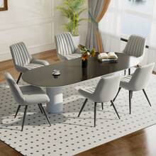 Nalupatio Modern Dining Chairs Set Of 4, Comfy Dining Room Chairs With Thick Cushions, Upholstered Fabric Kitchen Side Chairs With Metal Legs - 淺灰色 - 查看 2