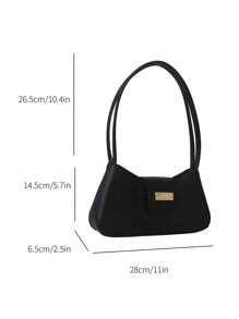 Metal Decor Bag Solid Color Fashionable Minimalist Shoulder Bag Simple Solid Color Underarm Bag Women's Buckle Handbag Purse Minimalist,Casual Portable,Lightweight For Girl,For Woman,For Women, Rookies & White-Collar Workers Gift Bag,Work ,Business,Commute,Outdoors, Travel, Outings,Shopping Bolsos Para Mujer Designer Handbags - màu đen - Xem 6