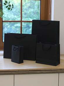 1pc Multi-Size Black Gift Bag, Holiday Gift Bag, Clothing Packaging Bag, Shopping Bag, Tote Bag