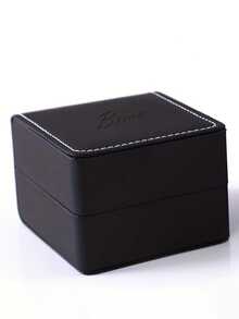 Personalized Name Faux Leather Black One-Piece Watch Gift Box, Faux Leather Watch Display Portable Storage Box, Men & Women Travel Gift - Black - View 5