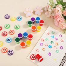 Conjunto de 6/12/24 Carimbos Autoentintados com Estampa de Pata de Cachorro, Mini Carimbos Coloridos para Professores, Lembrancinhas de Festa, Conjunto de Carimbos Sortidos para Atividades Educativas em Sala de Aula e Festas