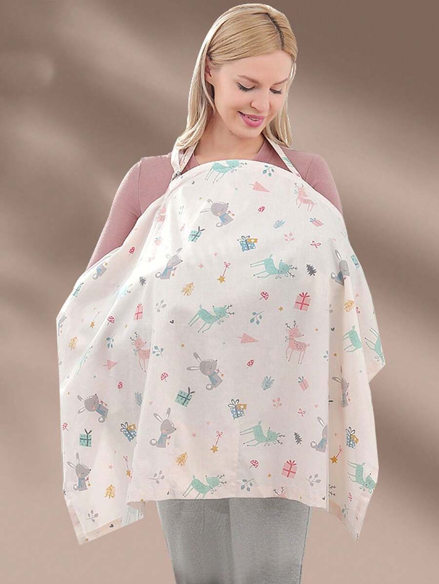 1pc Maternity Nursing Cover Scarf, Baby Strolle,Car Seat Cover, Lightproof Cover Up Thin & Multifunctional Nursing Apron For Breastfeeding- Beige Party