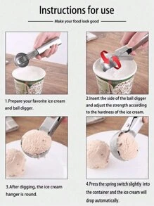 1/2pcs Stainless Steel Ice Cream Scoop, Perfect For Frozen Yogurt, Multi-Functional Ice Cream Scoop, Stainless Steel Double Use Scoop, Non-Stick Ice Cream Scoop With Comfortable Anti-Frost Handle, Heavy Duty Metal Ice Cream Scoop With Trigger, Sturdy Stuffing Scoop, Home Ice Cream Tools Scoop, Easy To Clean, Suitable For Ice Cream, Cookie Dough, Sorbet, Almond, Ideal For Kitchen, Dessert Shop And Western Restaurant.