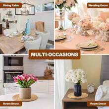 6 Packs Round Handmade Rattan Placemats - Heat Resistant, Easy To Clean Woven Table Mats For Fall, Halloween, Thanksgiving, Christmas Dining