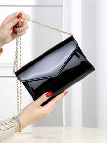 Cute, Charming Minimalist PU Material Square Handbag, Magnetic Closure, Elegant & Fashionable Party Clutch, Suitable For Women's Birthday, Evening Events Shoulder Bag - Black - View 4