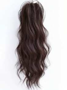 波浪卷曲中长瀑布式假发，自然蓬松高冠增发，半扎发造型，龙骨形发爪，轻盈卷发假发夹，冬季发饰，优雅爪夹，夏季海滩度假风 - 彩色 - 查看 9